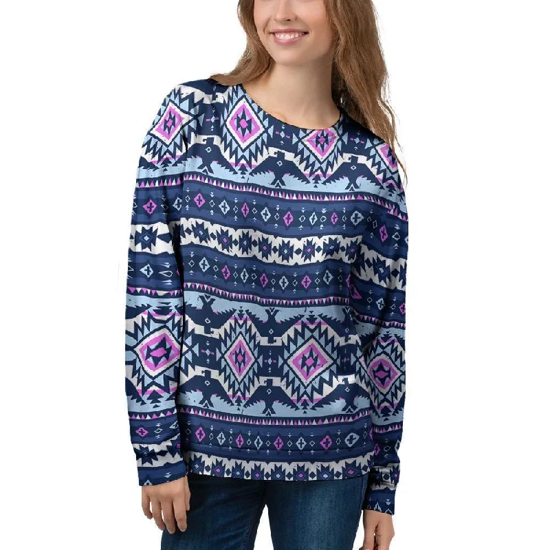 Blue Tribal Aztec Eagles Women's Sweatshirt