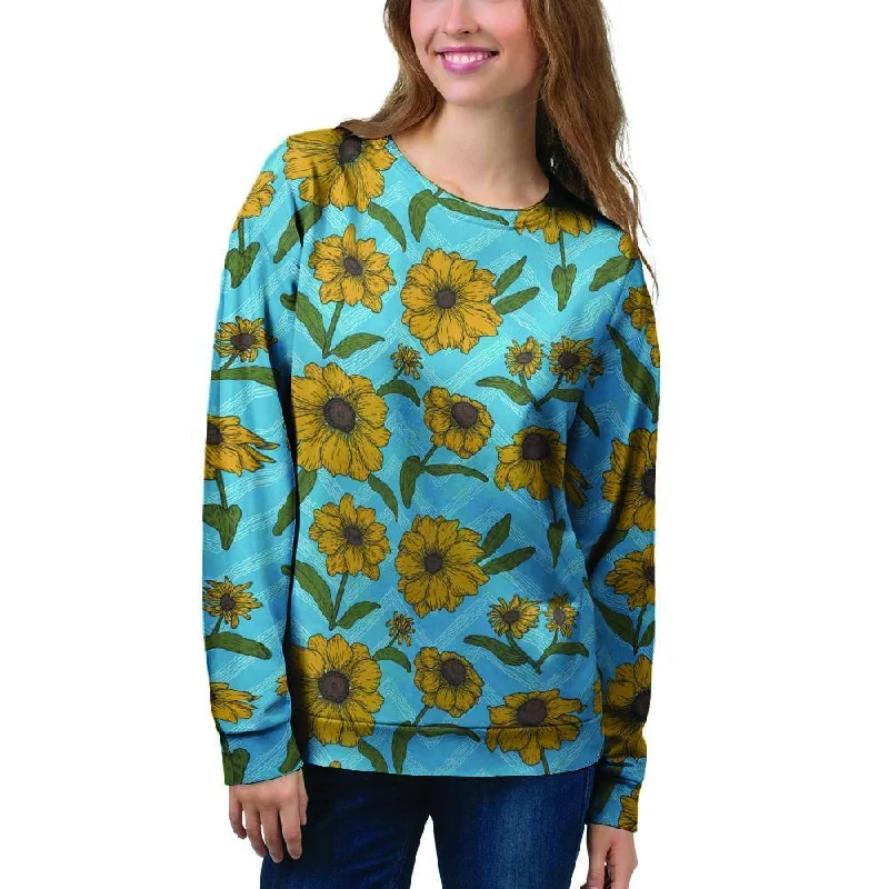 Blue Zigzag Sunflower Women's Sweatshirt