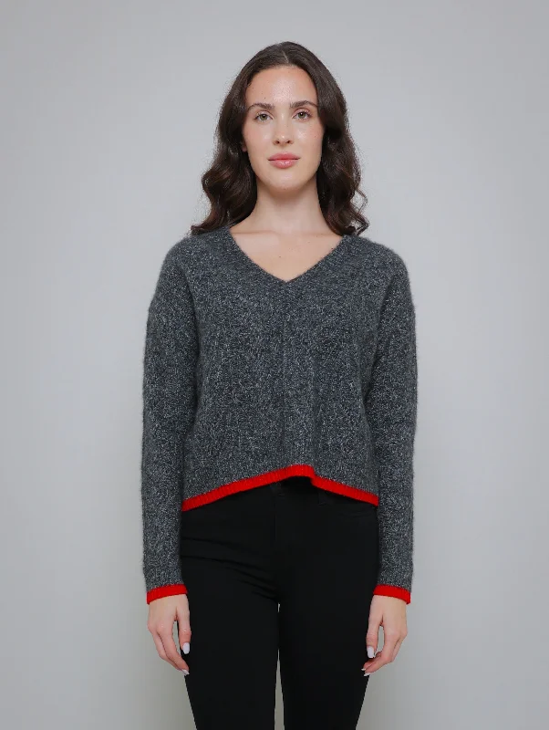 Boxy Shell Stitch Sweater - Graphite