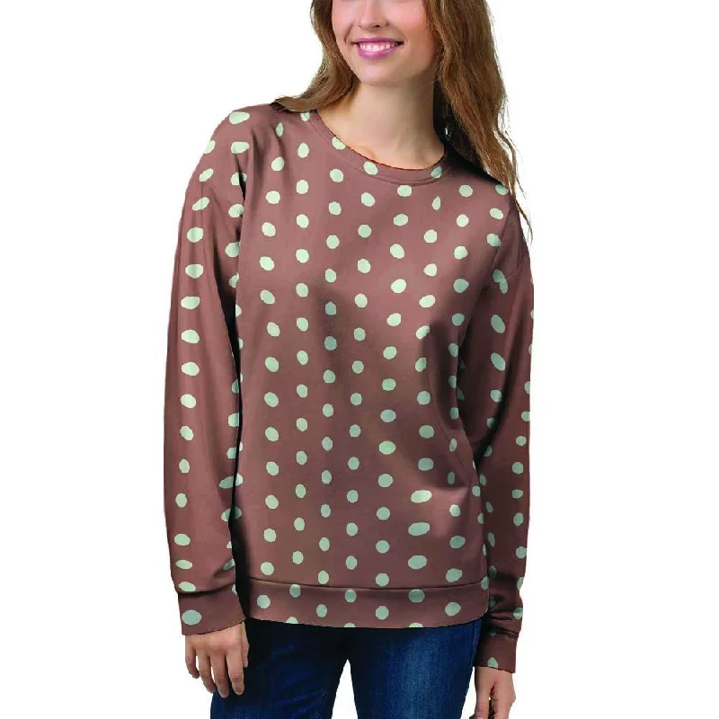 Brown And White Polka Dot Women's Sweatshirt