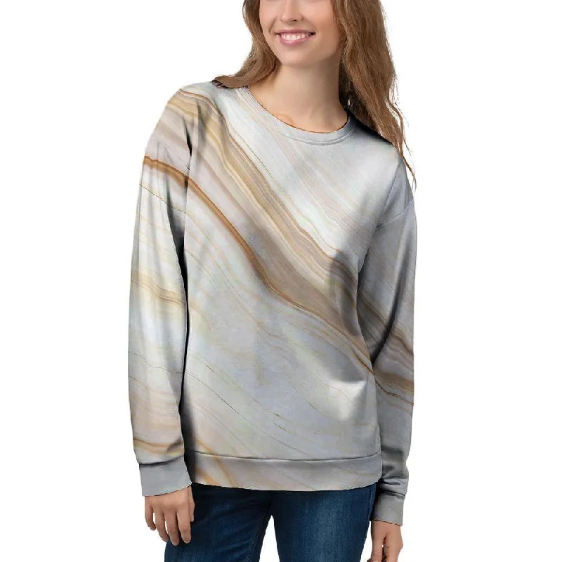 Brown Beige Marble Women's Sweatshirt