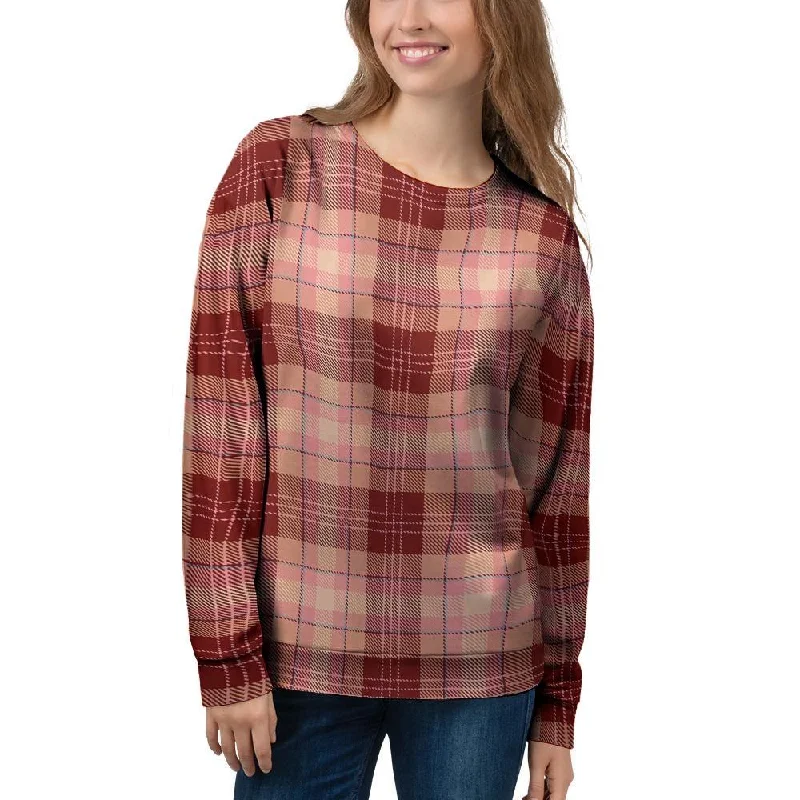 Brown Plaid Tartan Women's Sweatshirt