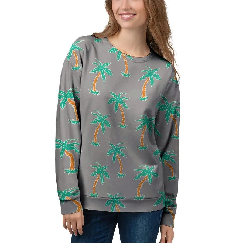 Cartoon Palm Tree Hawaiian Print Women's Sweatshirt