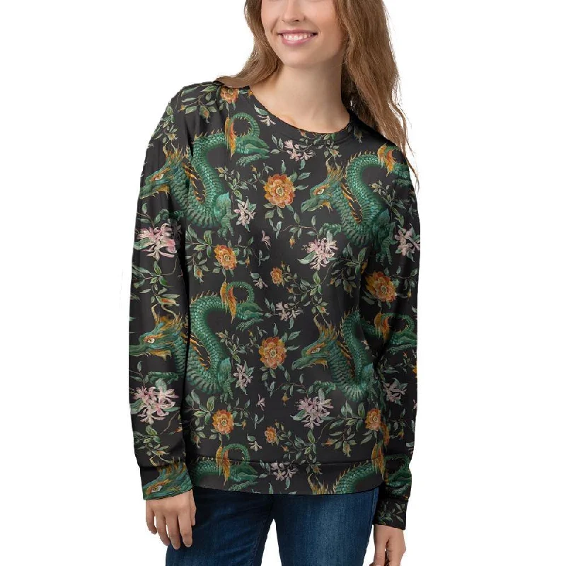 Chinese Green Dragon Print Women's Sweatshirt