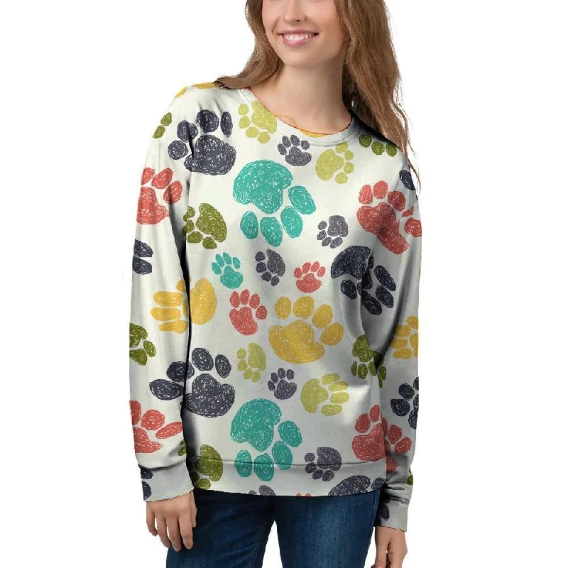 Colorful Doodle Paw Women's Sweatshirt