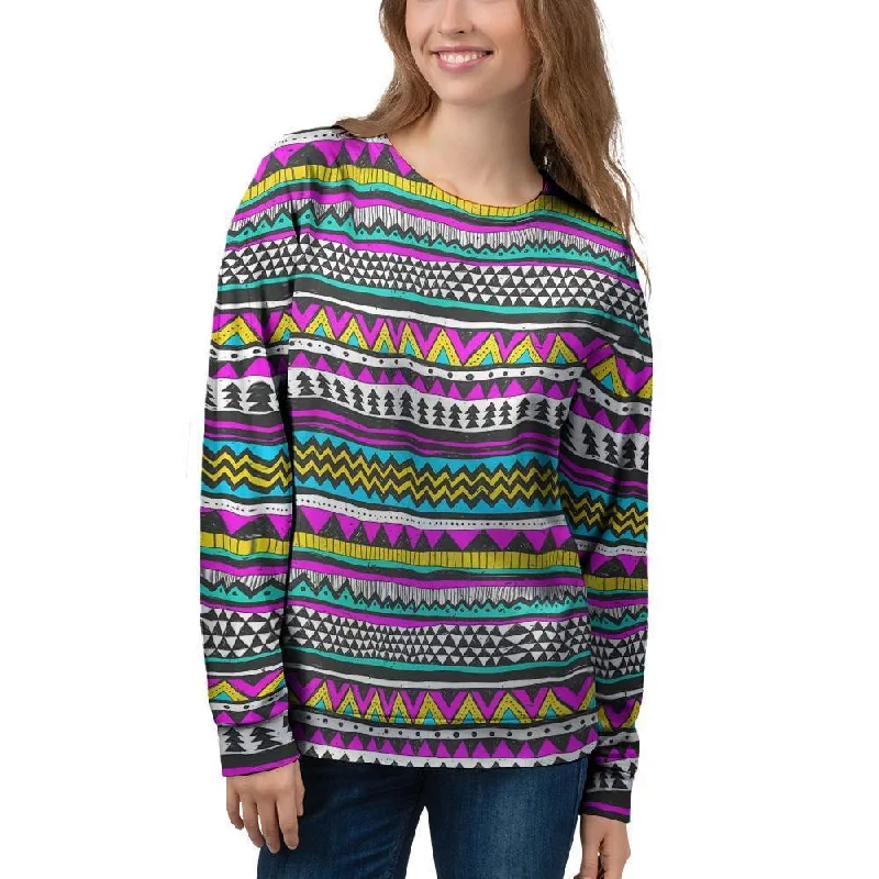 Colorful Indian Aztec Doodle Triangles Women's Sweatshirt