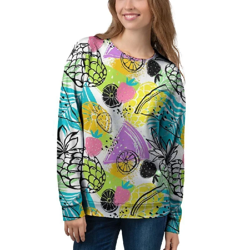 Colorful Mix Fruit Pineapple Hawaiian Print Women's Sweatshirt