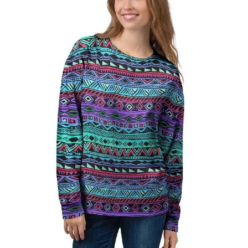 Colorful Neon Tribal Aztec Hand Drawn Women's Sweatshirt