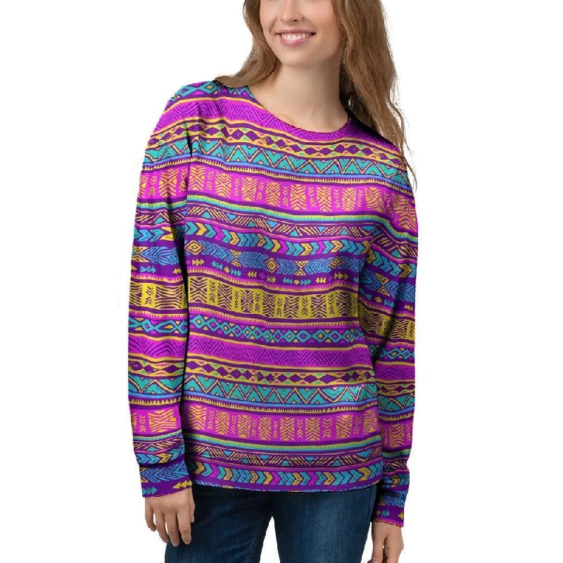 Colorful Neon Tribal Navajo Aztec Print Women's Sweatshirt