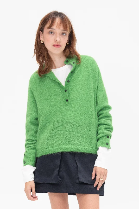 Suri Polo Sweater, Bright Green