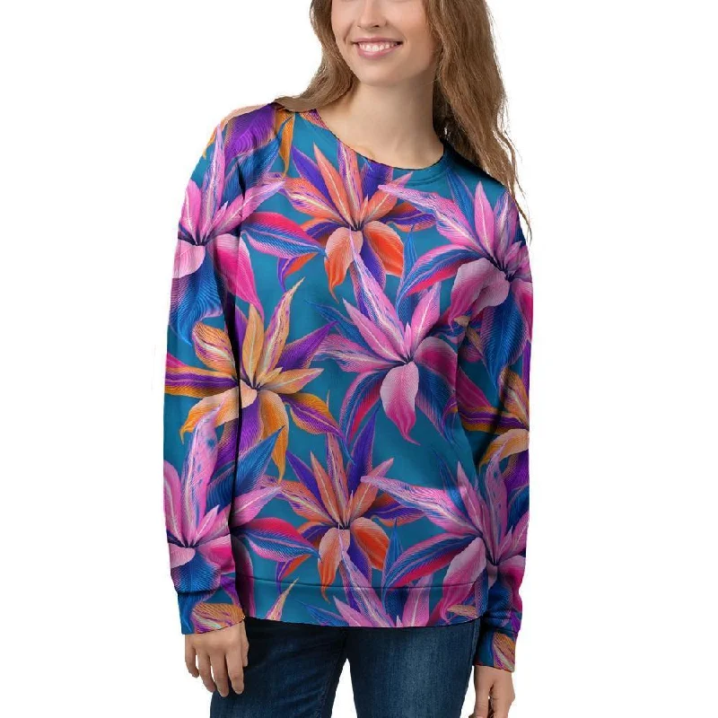 Cordyline Tropical Floral Print Women's Sweatshirt