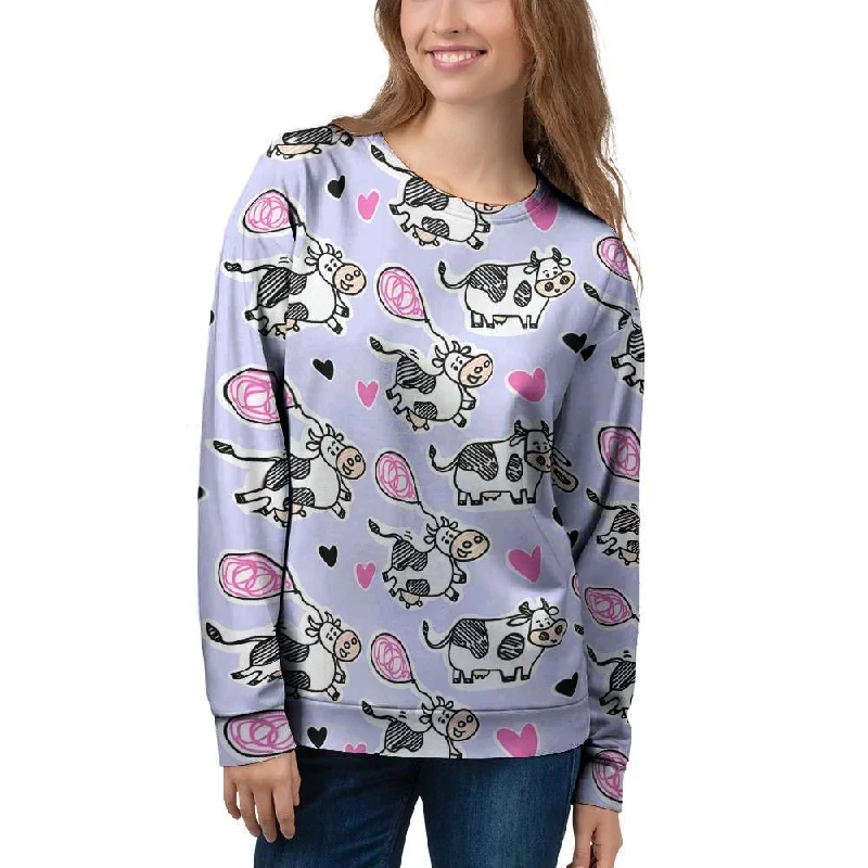 Cow Doodle Print Women's Sweatshirt