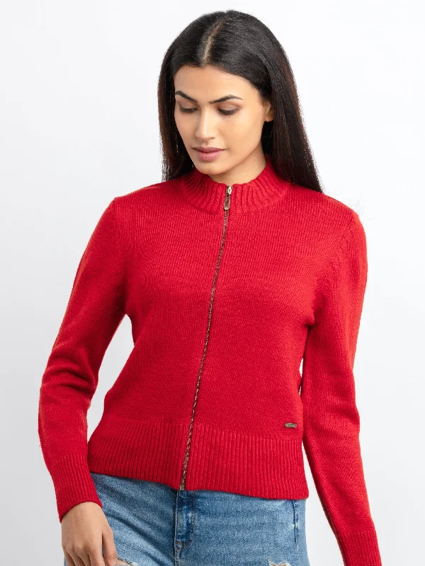 Womens Solid High Neck Sweater