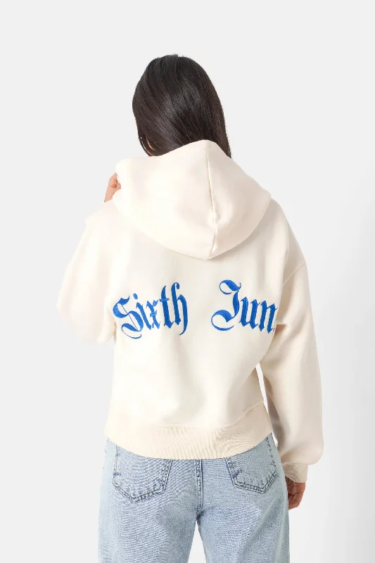 Sweatshirt capuche logo gothique Beige