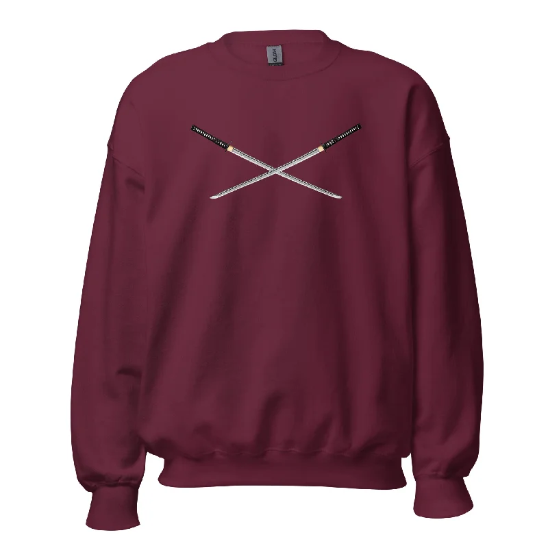 Dual Samurai Swords Anime Warrior Sweatshirt Long Sleeve Pullover Sweater