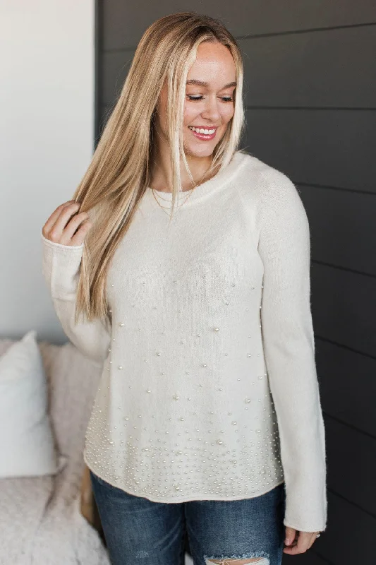 Feeling Inspired Pearl Knit Sweater- Ivory