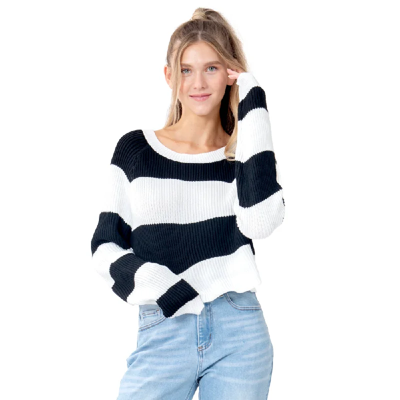 SWEATER PARA MUJER OVERSIZE ROUND NECK WITH STRIPES FOREVER 21