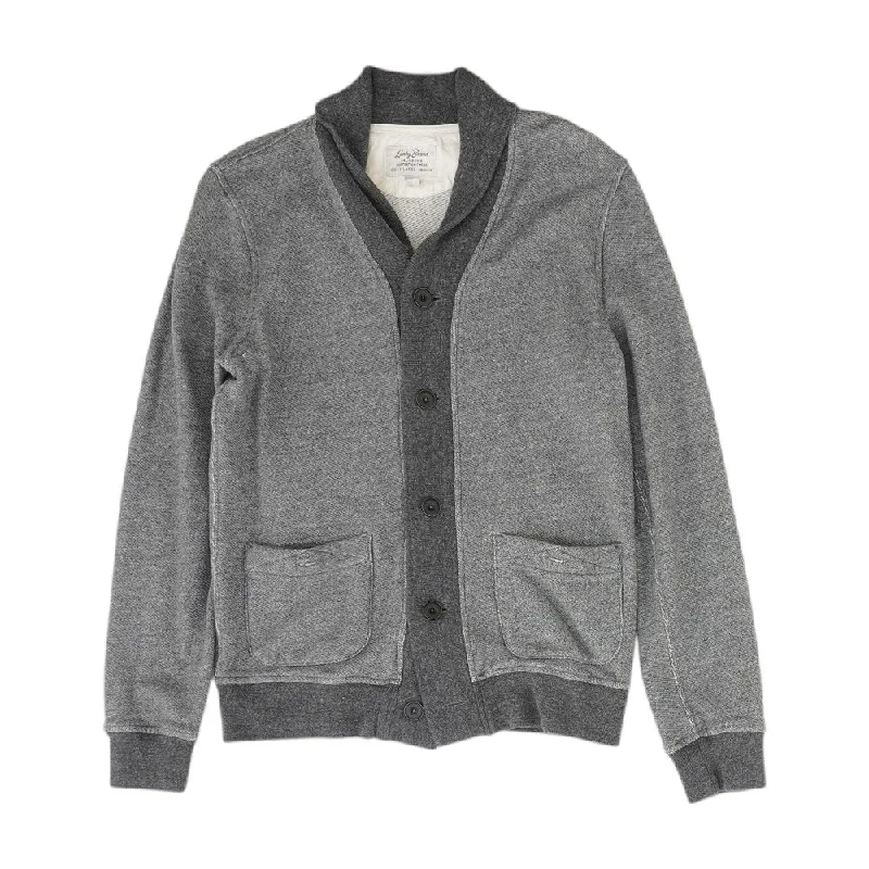 Gray Solid Cardigan Sweater