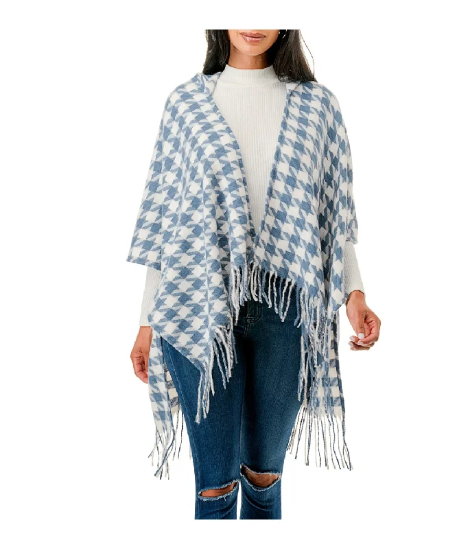 Houndstooth Hooded Poncho