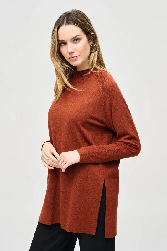 Joseph Ribkoff Sweater Knit Mock Neck Tunic Style 243956 Cinnamon