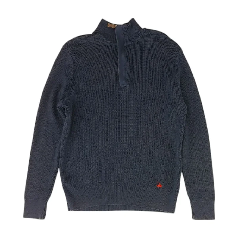 Navy Solid 1/4 Zip Sweater