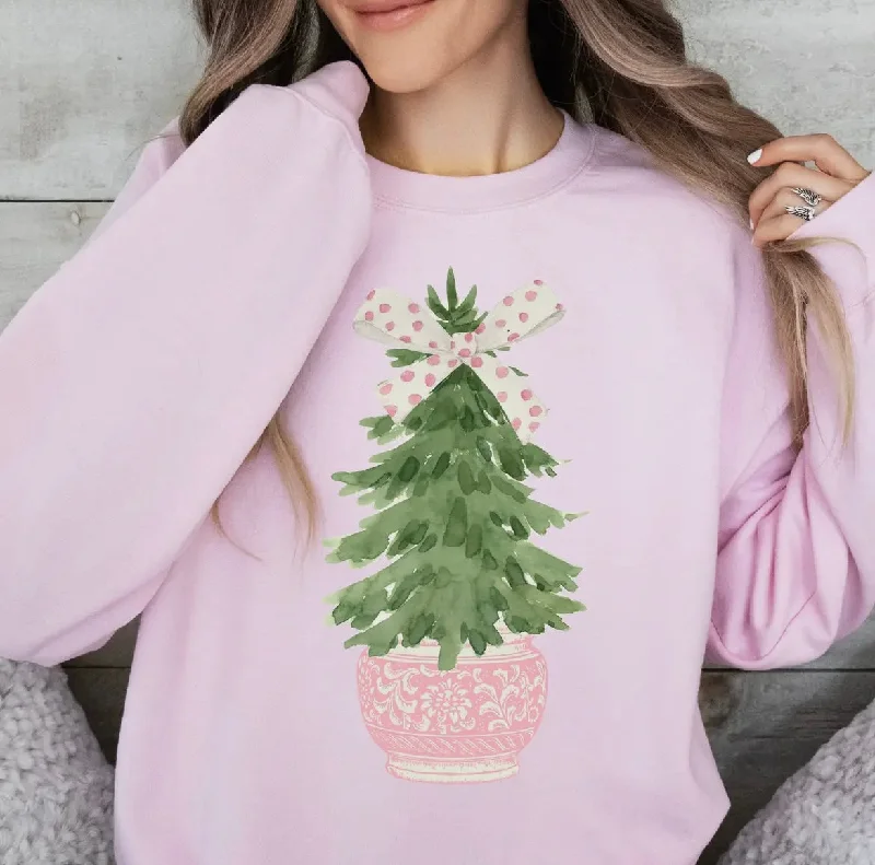 Pink Chinoiserie Christmas Tree Sweatshirt