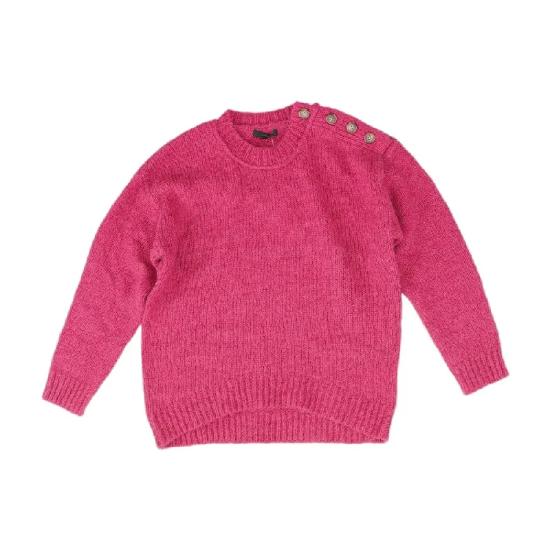 Pink Solid Crewneck Sweater