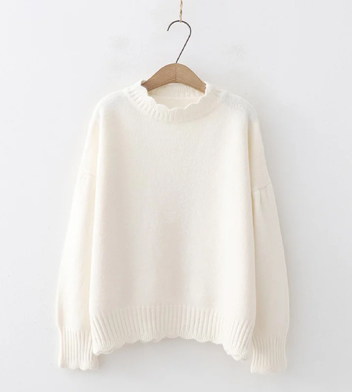 Simple round neck sweater long sleeve sweater  043