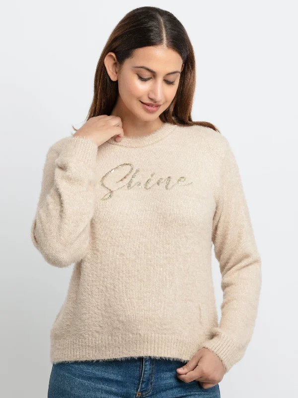 Womens Structure Knit Round Neck Sweater