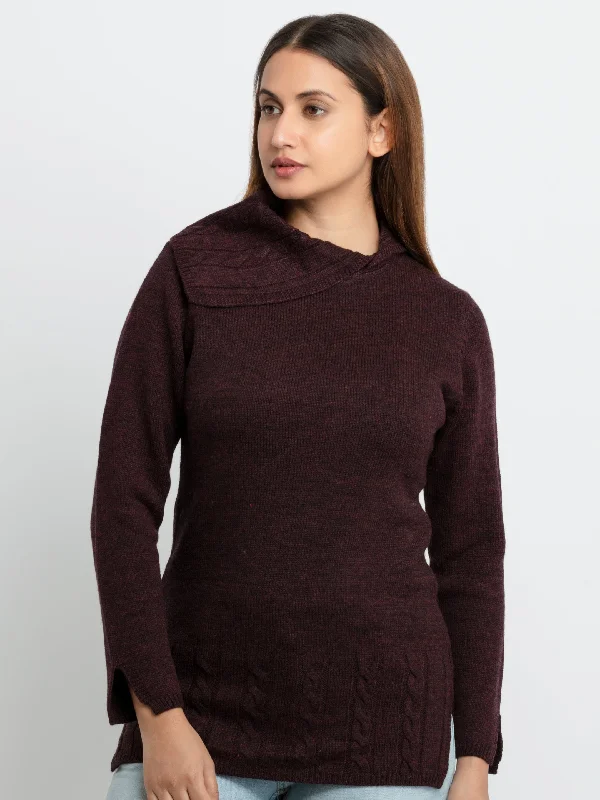 Womens Knitted Cowl Neck Sweater