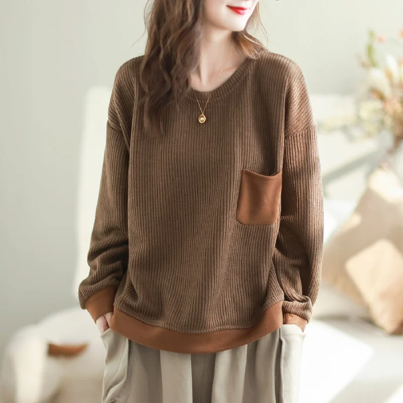 Women Casual Fashion Cotton Loose Knitted Sweater