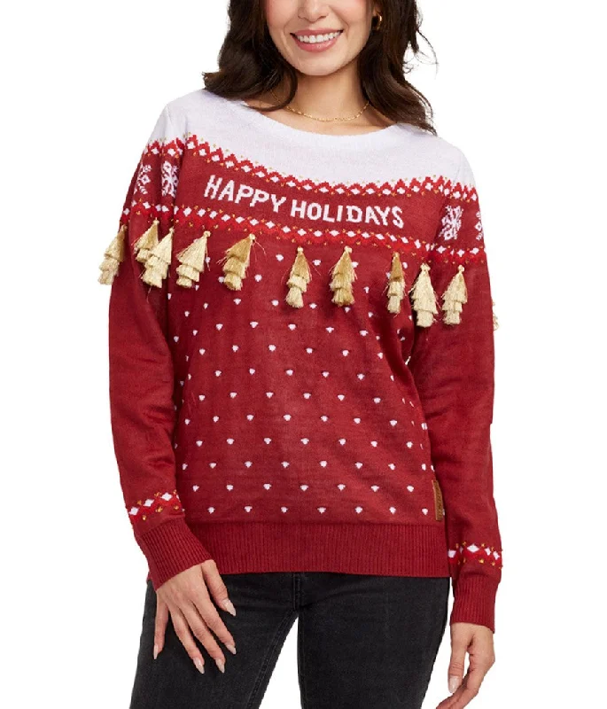 Women's Happy Holidays Tassel Ugly Christmas Sweater