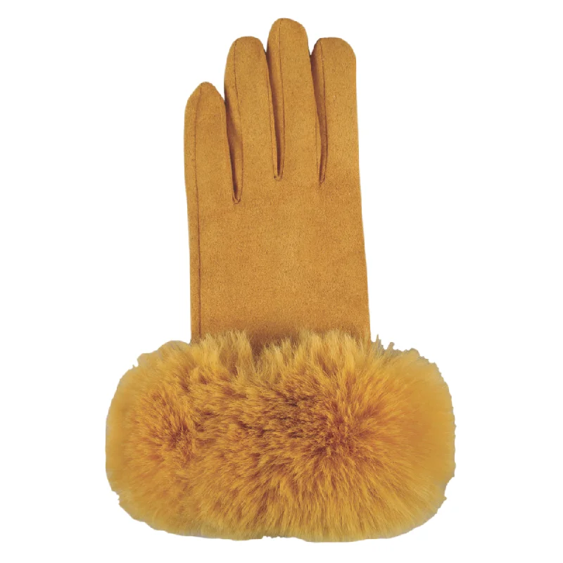 Jeanne Simmons Accessories Faux Fur Cuff Mustard Gloves (Women's)