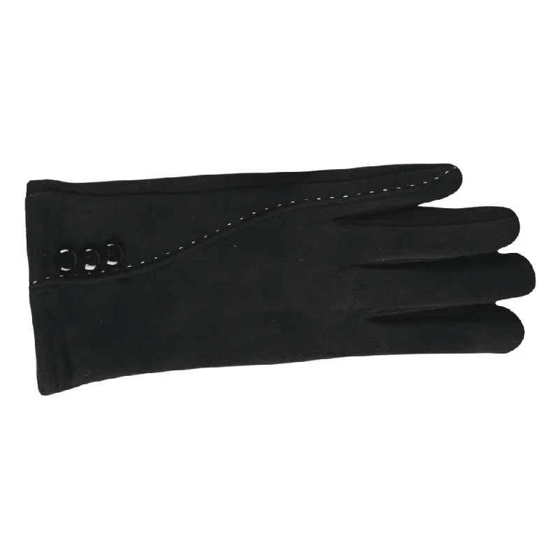 Jeanne Simmons Accessories Gloves With White Stitching And Button Black (Women's)