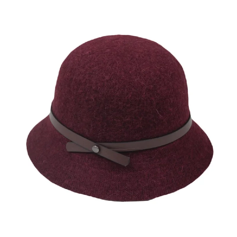 Jeanne Simmons Accessories Wool Burgundy Cloche Hat (Women's)