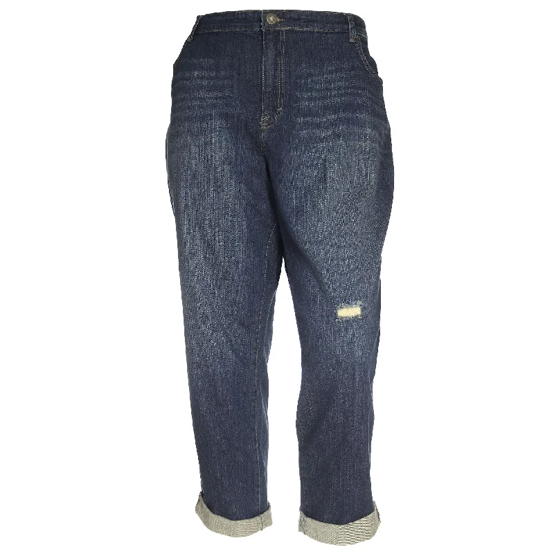 Style & Co Blue Denim Slim Leg Mid-Rise Distressed Jeans