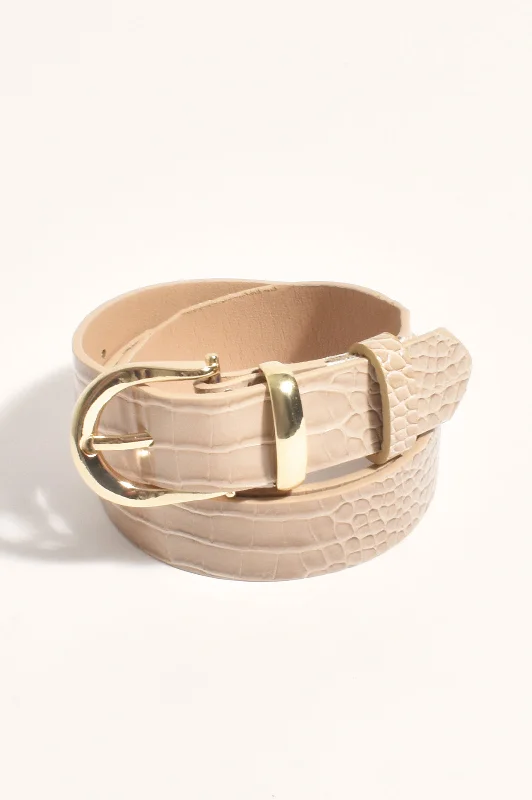 Thin Croc Jeans Belt Camel/Gold