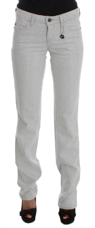 Chic Gray Slim Fit Designer Jeans