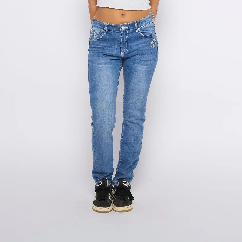 DKIN Embroidery  Straight Leg Jeans - UK 10