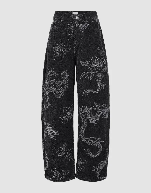 Dragon Printed Carrot Fit Jeans