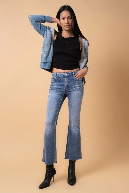 Insane Gene Mid Rise Crop Flare Jeans