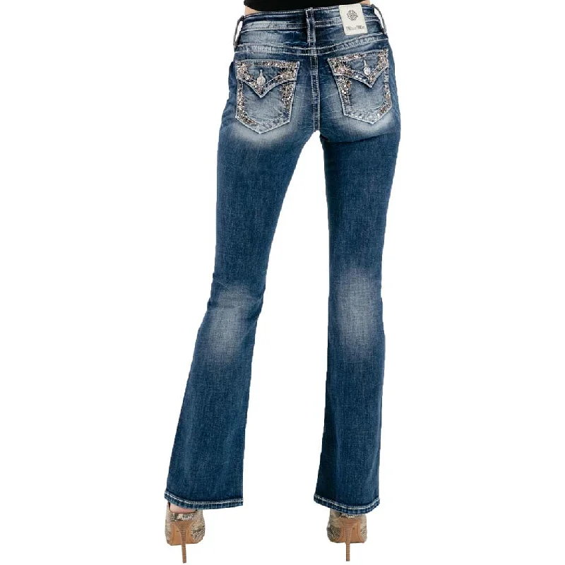 Miss Me Women's Floral Border Bootcut Jeans