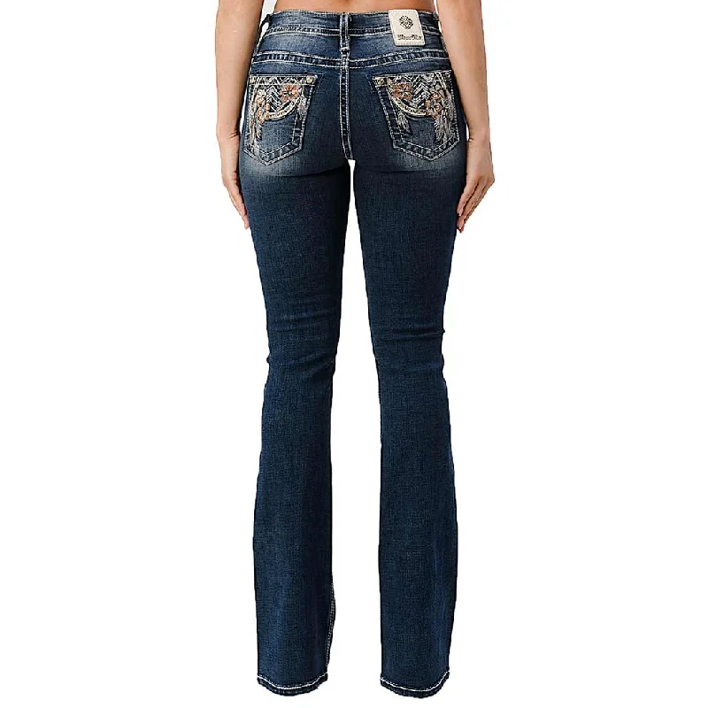 Miss Me Women's Floral Dreamcatcher Bootcut Jeans