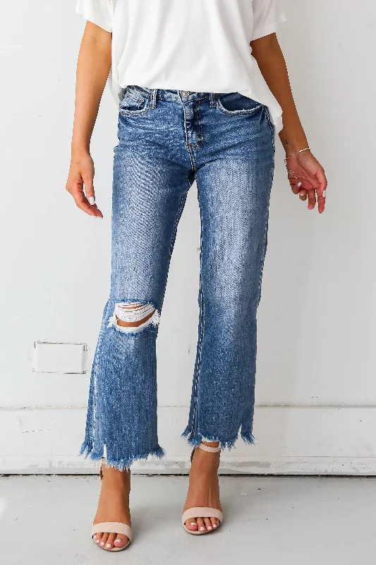 Sadie Medium Wash Distressed Dad Jeans