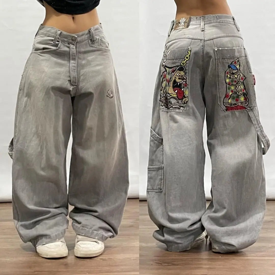 Street Hip Hop Retro Y2k Fashion Casual Loose Big Pocket Jeans