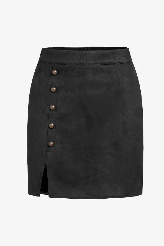 Black Suede Pencil Mini Skirt