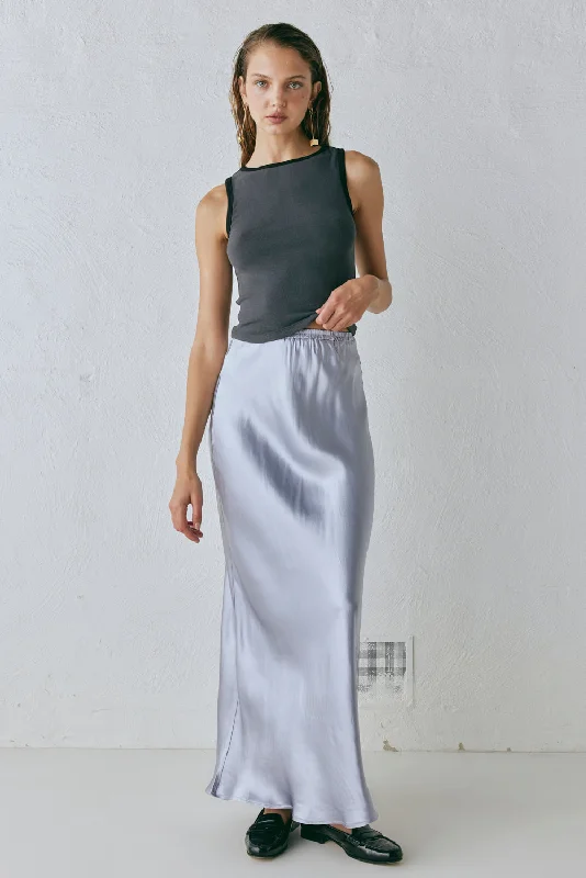 Florence Bias Cut Maxi Skirt Pearl