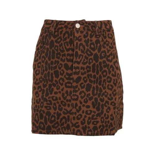 Girls On Film Womens/Ladies Ronnie Leopard Denim Skirt