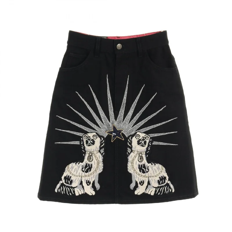 Gucci Cotton Skirt Black Multicolor