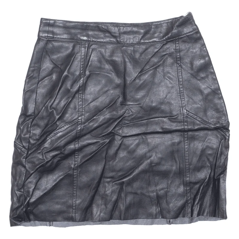 H&M Faux Leather Womens Straight Skirt Black Short UK 6